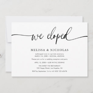 Elegant Script We Eloped Elopement Wedding Invitation
