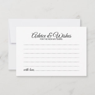 Elegant Script Wedding Advice and Wishes Card
