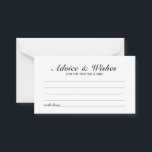 Elegant Script Wedding Advice and Wishes Card<br><div class="desc">Add a personal touch to your wedding with an elegant wedding advice and wishes card. This advice card features title in black elegant calligraphy font style and details in black classic serif font style on white background. Perfect for wedding, baby shower, birthday party, bridal shower, bachelorette party and any special...</div>