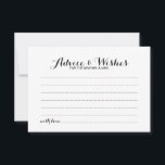 Elegant Script Wedding Advice and Wishes Card<br><div class="desc">Add a personal touch to your wedding with an elegant wedding advice and wishes card. This advice card features title in black modern elegant calligraphy font style and details in black sans serif font style on white background. Perfect for wedding, baby shower, birthday party, bridal shower, bachelorette party and any...</div>