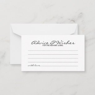 Elegant Script Wedding Advice and Wishes Card