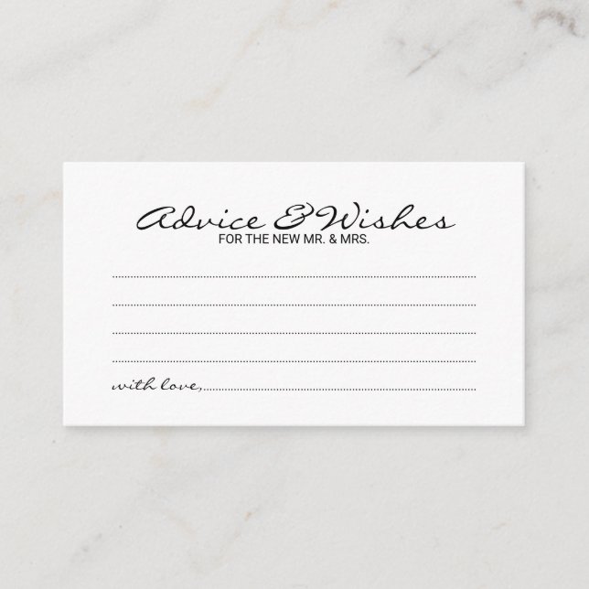Elegant Script Wedding Advice and Wishes Card (Front)