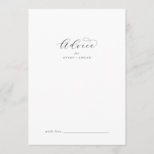 Elegant Script Wedding Advice Card (Front)