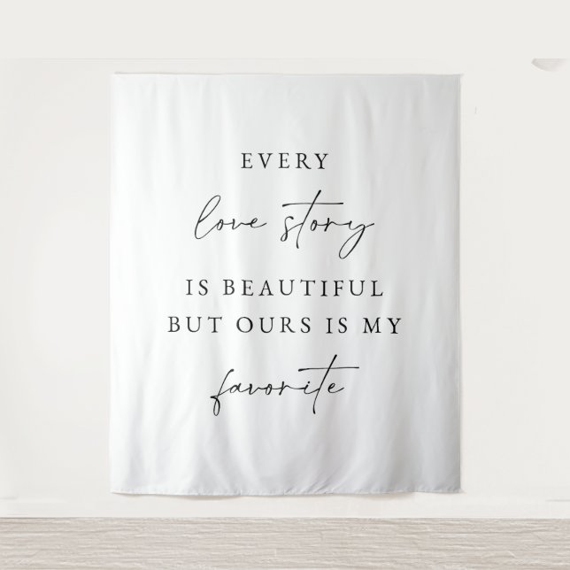 Elegant Script Wedding Backdrop Banner  Tapestry (Front)