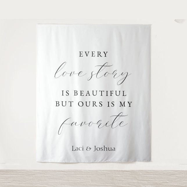 Elegant Script Wedding Backdrop –  Tapestry (Front)