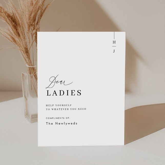 Elegant Script Wedding Bathroom Basket Pedestal Sign (Creator Uploaded)