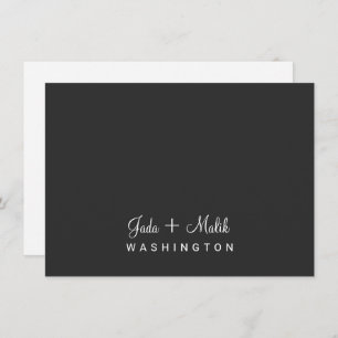 Elegant Script Wedding Couple Monogram Black Card