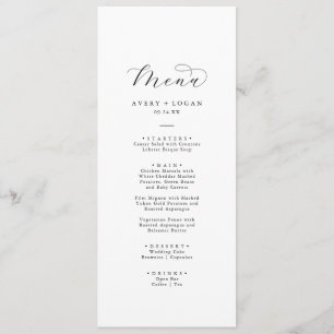 Elegant Script Wedding Dinner Menu