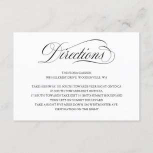 Elegant Script Wedding Directions Enclosure Card