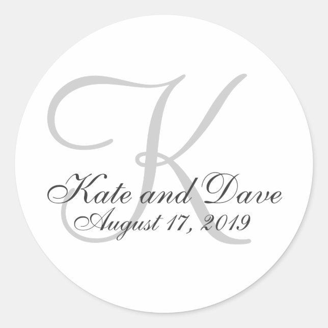 Elegant Script Wedding Favor Classic Round Sticker (Front)