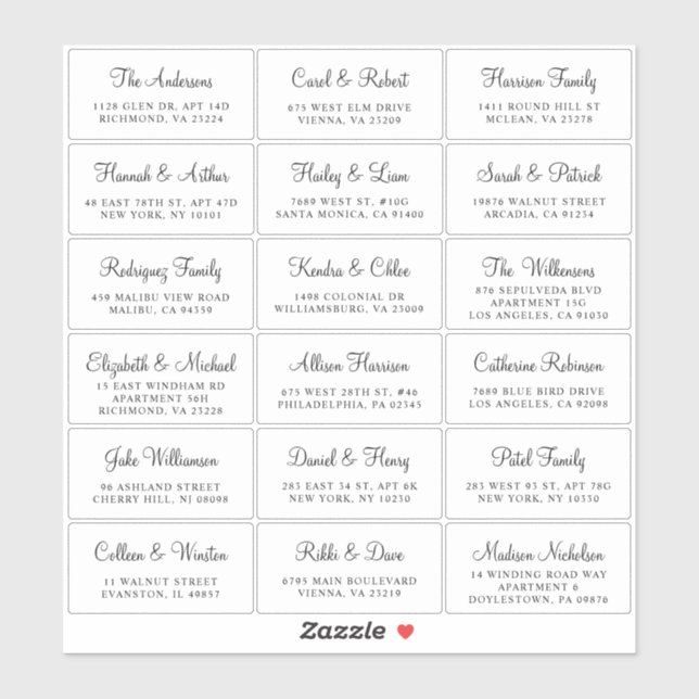 Elegant Script Wedding Guest Address (Sheet)