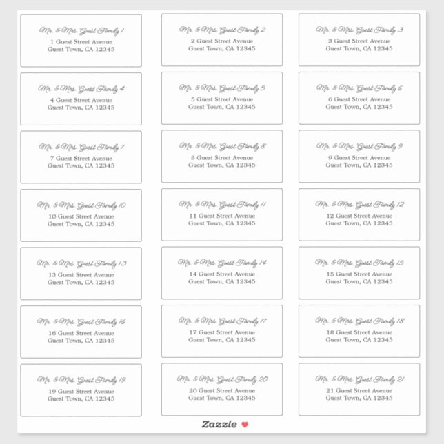 Elegant Script Wedding Guest Address Labels (Sheet)