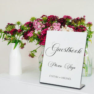 Elegant Script Wedding Guest Book Signing Pedestal Sign