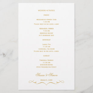 Elegant Script Wedding Information Card - Gold