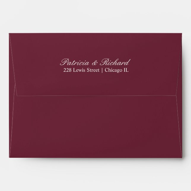 Elegant Script Wedding Invitation Burgundy Envelope (Back (Top Flap))