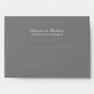 Elegant Script Wedding Invitation Dark Grey Envelope