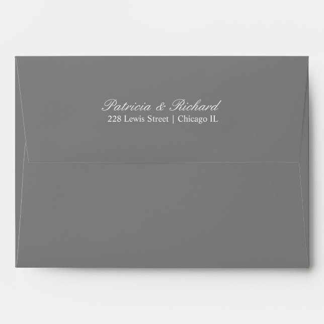 Elegant Script Wedding Invitation Dark Grey Envelope (Back (Top Flap))