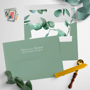 Elegant Script Wedding Invitation Greenery Envelope