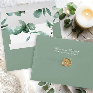 Elegant Script Wedding Invitation Greenery Envelope