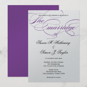 Elegant Script Wedding Invitation - Purple