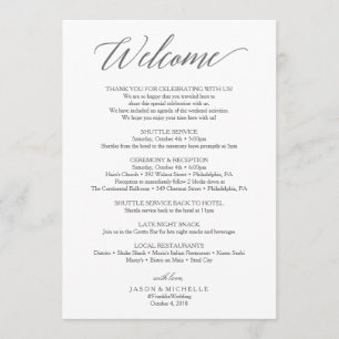 Elegant Script Wedding Itinerary - Wedding Welcome Program