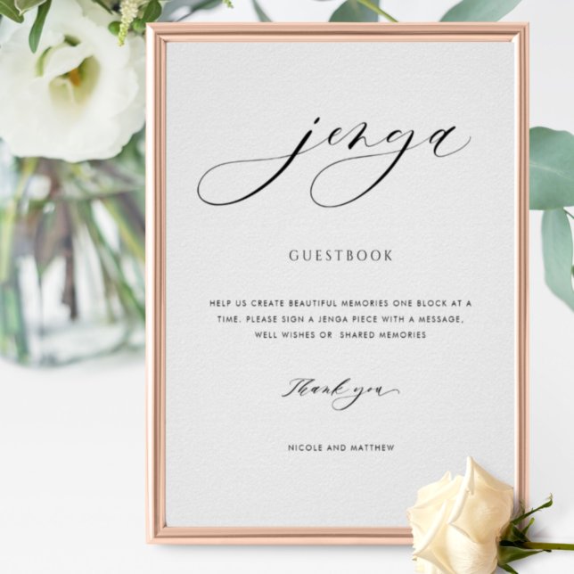 Elegant Script Wedding Jenga Guestbook Sign (Creator Uploaded)