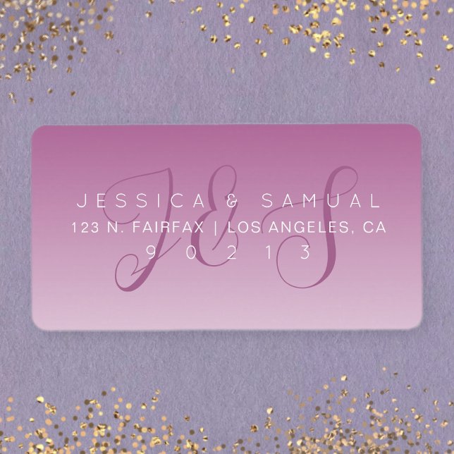 Elegant Script Wedding Mauve Ombre Return Address Label (Creator Uploaded)