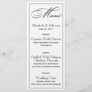 Elegant Script Wedding Menu Card