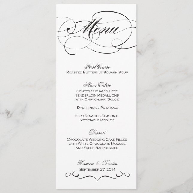 Elegant Script  Wedding Menu - Custom (Front)