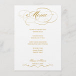 Elegant Script  Wedding Menu - Gold<br><div class="desc">Combining the beauty of a traditional script design with bright, contemporary colours, this script design collection brings an elegant look to your upcoming nuptials. If you would like the "Script" in a different colour email me at "orangeostrichdesigns@gmail.com" and I will customise it for you. Available items in this design: -...</div>