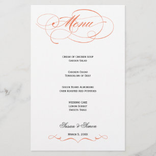 Elegant Script Wedding Menu - Orange