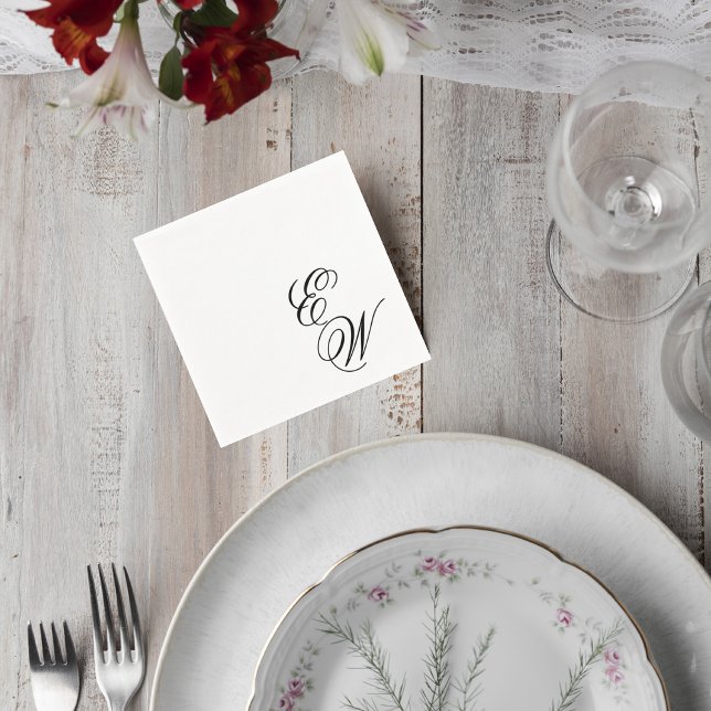 Elegant Script Wedding Monogram Cocktail Napkin (Creator Uploaded)