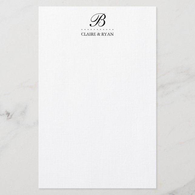 Elegant Script Wedding Monogram in Your Colours Stationery (Front)