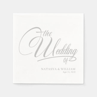 Elegant Script Wedding Napkins with Names