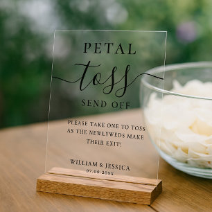 Elegant Script Wedding Petal Toss Acrylic Sign