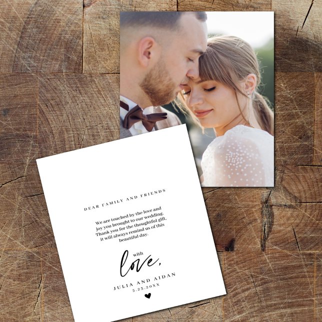 Elegant Script Wedding Photo Appreciation Message Thank You Card (Creator Uploaded)