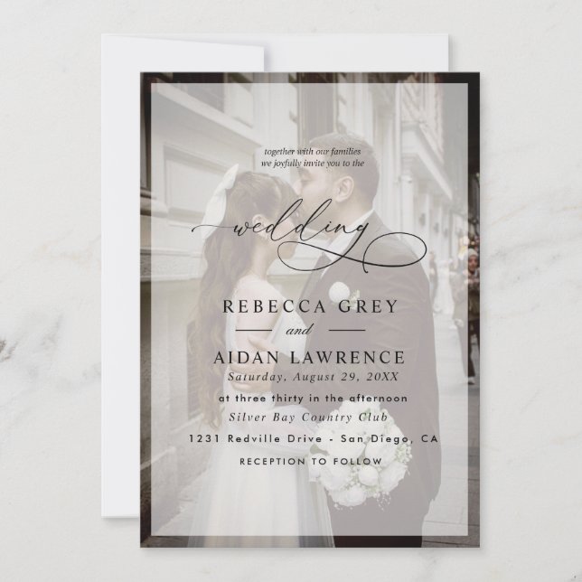 Elegant Script Wedding Photo Invitation (Front)