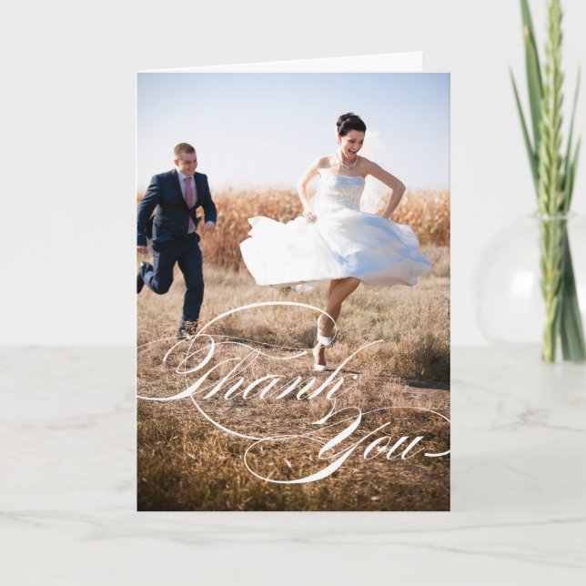 ELEGANT SCRIPT | WEDDING PHOTO THANK YOU CARD (Front)
