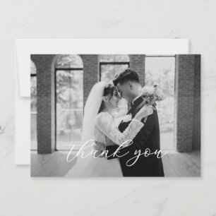 Elegant Script Wedding Photo Thank You Card