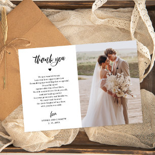 Elegant Script Wedding Photo Thank You Card