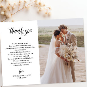 Elegant Script Wedding Photo Thank You Postcard