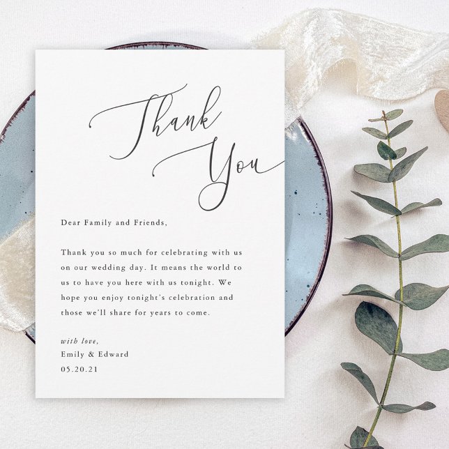 Elegant Script Wedding Place Setting Thank You Card (Creator Uploaded)