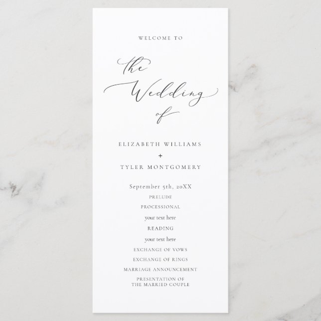 Elegant Script Wedding Program (Front)