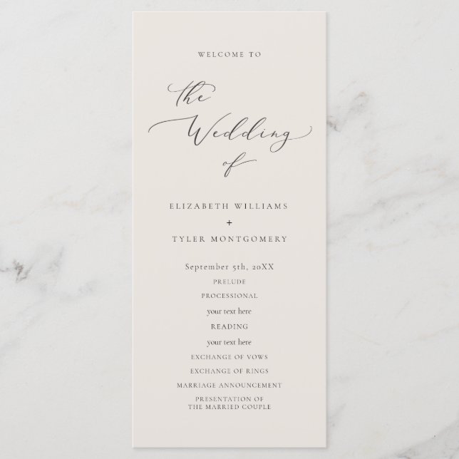 Elegant Script Wedding Program (Front)