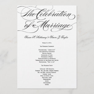 Elegant Script Wedding Program - Black