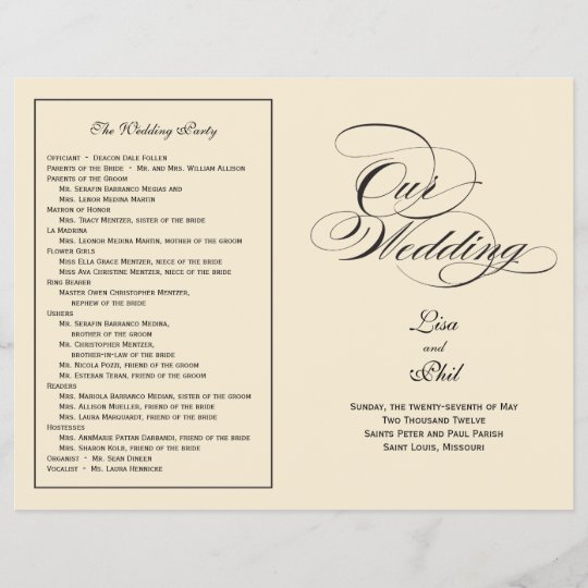 Elegant Script Wedding Program Black Off White Zazzle Com Au