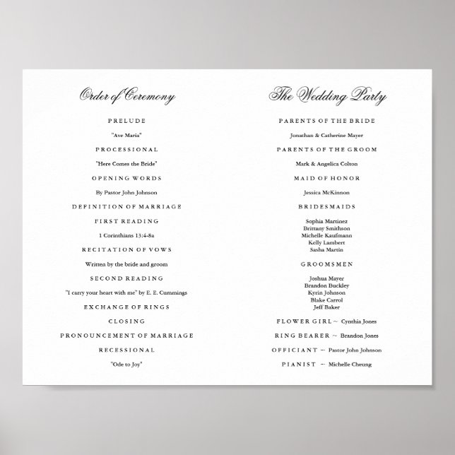Elegant Script Wedding Program Inside Download Poster (Front)