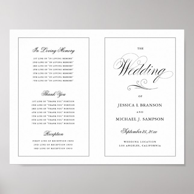 Elegant Script Wedding Program Outside Download Poster (Front)