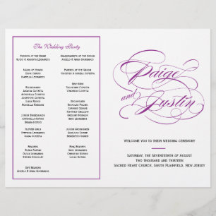 Elegant Script Wedding Program - Purple