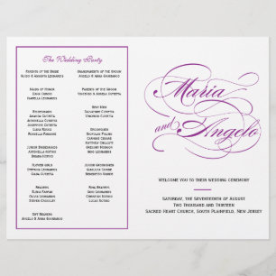 Elegant Script Wedding Program - Purple